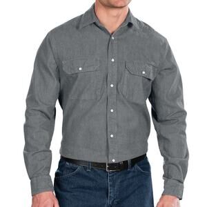 UniFirst Pearl Snap Western Long Sleeve Denim Mens Shirt Size L Cowboy Workwear‎